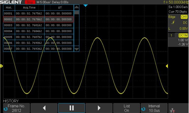 History Waveforms (History) Mode and Segmented Acquisition (Sequence)