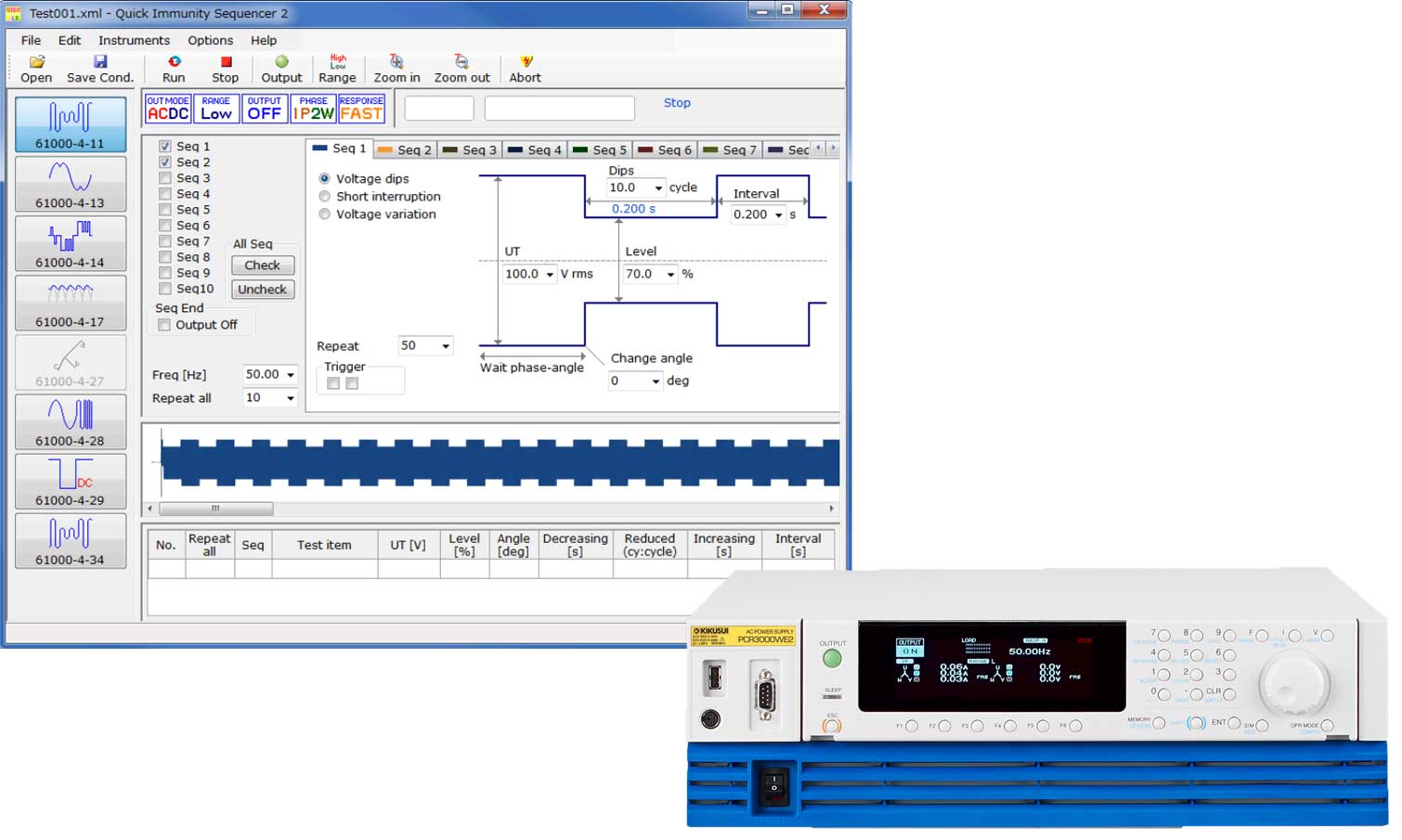 Kikusui SD009-PCR-LE/WE Power Line Disturbance Immunity Testing Software IEC61000-4