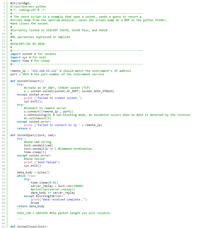 Programming Example: SSA/SVA analyser screen image capture using Python ...