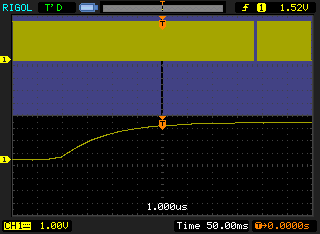 Deep-memory oscilloscope acquisition showing additional waveform detail in the zoom view