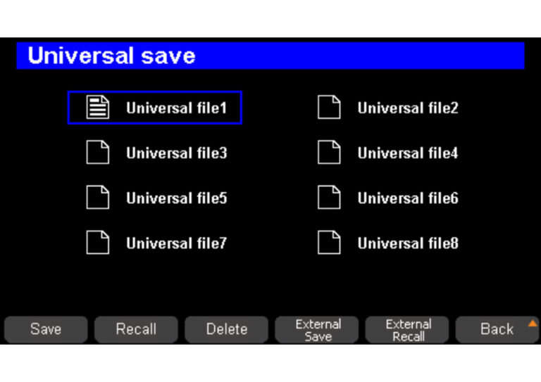 The power supply allows users to save multiple types of files to memory for later recall. The power supply provides a non-volatile internal memory and access to external memory via the USB Host interface on the rear panel. Save setups, settings, and more directly to the supply or to a USB memory stick for transport.<br /> <br /> 