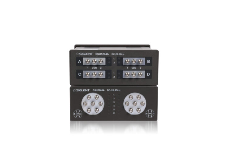 In order to meet the multi-port test requirements of microwave and millimetre wave systems, SIGLENT has introduced SSU5000A series mechanical switches with frequency range up to 50 GHz. The SSU5000A has compact design, excellent RF characteristics, low insertion loss, great impedance matching and extraordinary short switching time. It contains 1-4 independent single-pole double-throw mechanical switches with SMA or 2.4 mm connectors, or single-pole six-throw mechanical switches.