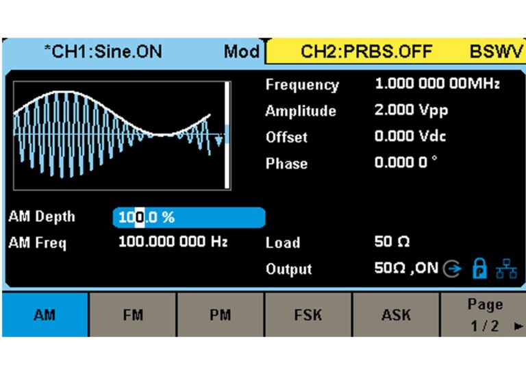 Rich modulation functions, supporting commonly used AM/DSB-AM/ FM/ PM/ ASK/ FSK/ PSK/ PWM modulation methods.<br /> <br /> Optional internal and external modulation sources.