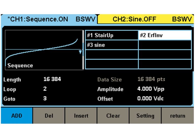 Easily set the number of cycle times for each waveform and the order of waveform playback.<br /> <br /> Three operating modes: continuous, burst and single.<br /> <br /> Three trigger sources are available: “internal”, “external” and “manual”