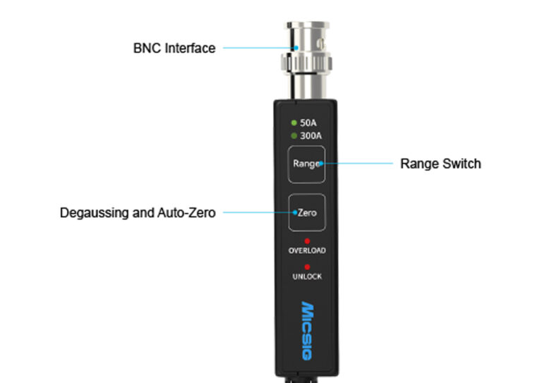 Excellent Design Excellent Design<br />
<br />
50A/300A dual range design, both small and large current testing<br />
Support one-key zero calibration and demagnetization<br />
Safety isolation protection: overcurrent protection design, meet the industrial safety standards<br />
Standard BNC interface design, applicable to all brands of oscilloscopes