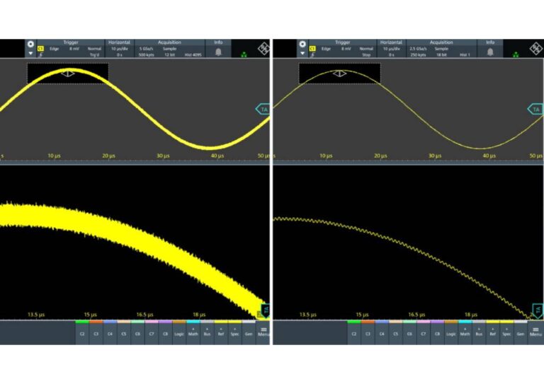 Don't let anything get past you<br />
<br />
Uncompromising 12-bit ADC for high vertical resolution at all sample rates<br />
18-bit architecture with HD mode<br />
Low-noise: only < 50 μV RMS noise on 1 MΩ and 50 Ω paths at 1 mV/div with 100 MHz bandwidth<br />
Industry’s biggest offset: large ±3 V offset at 1 mV/div on both 50Ω and 1 MΩ paths