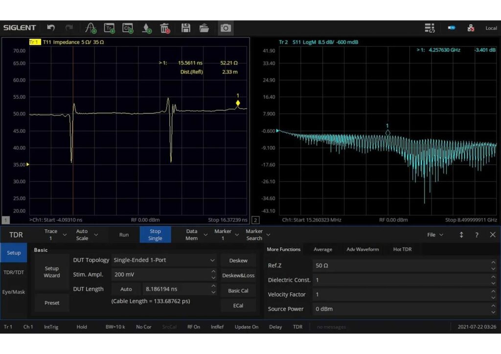 Siglent SNA5000-TDR Enhanced Time-Domain Analysis Software