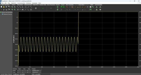 Easywavex iso 16750 2 cranking waveform overview ISO 16750-2 cranking waveform CSV displayed in Siglent EasyWaveX