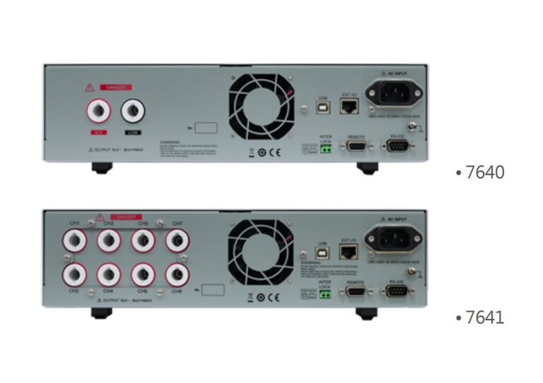 The 7640 provides one test channel, while the 7641 provides eight configurable channels.