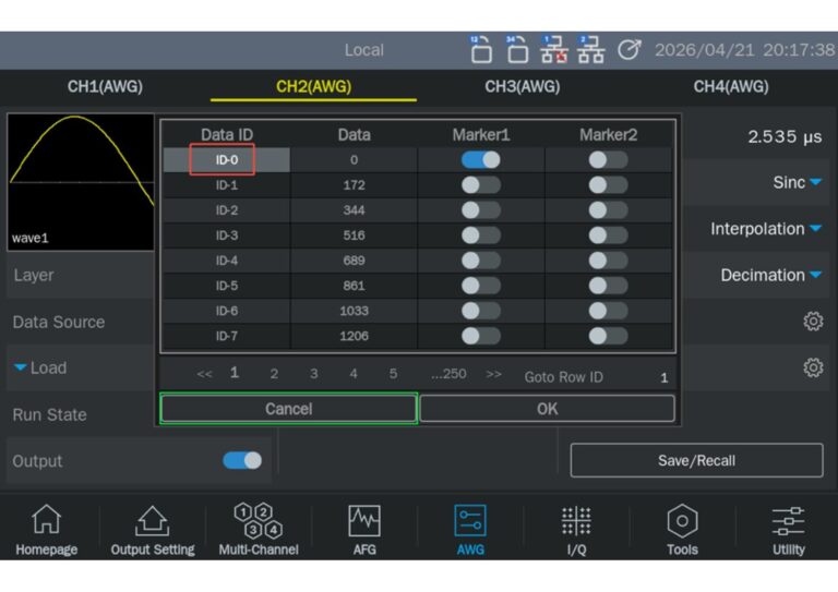 <ul><br />
 	<li>Flexible sequence playback for various test scenarios</li><br />
 	<li>Up to 512 Scenarios / 4096 Sequences / 16384 Segments</li><br />
 	<li>4 Gpts maximum memory depth per channel</li><br />
 	<li>Configurable loop counts and playback order</li><br />
 	<li>Selectable trigger modes: Auto, Manual, Timer, External</li><br />
 	<li>4 operating modes (Continuous, Triggered, Gated, Advanced) with per-segment trigger control</li><br />
</ul>