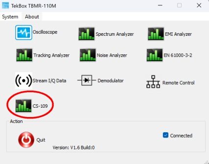Tbmr 110m cs109 application selection Image of Tbmr 110m cs109 application selection