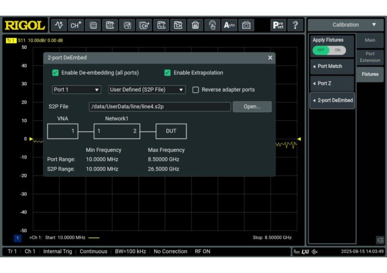 See the real performance of your DUT. Our Fixture Removal and De-embedding features strip away errors caused by cables and adapters, delivering the true S-parameters you need.